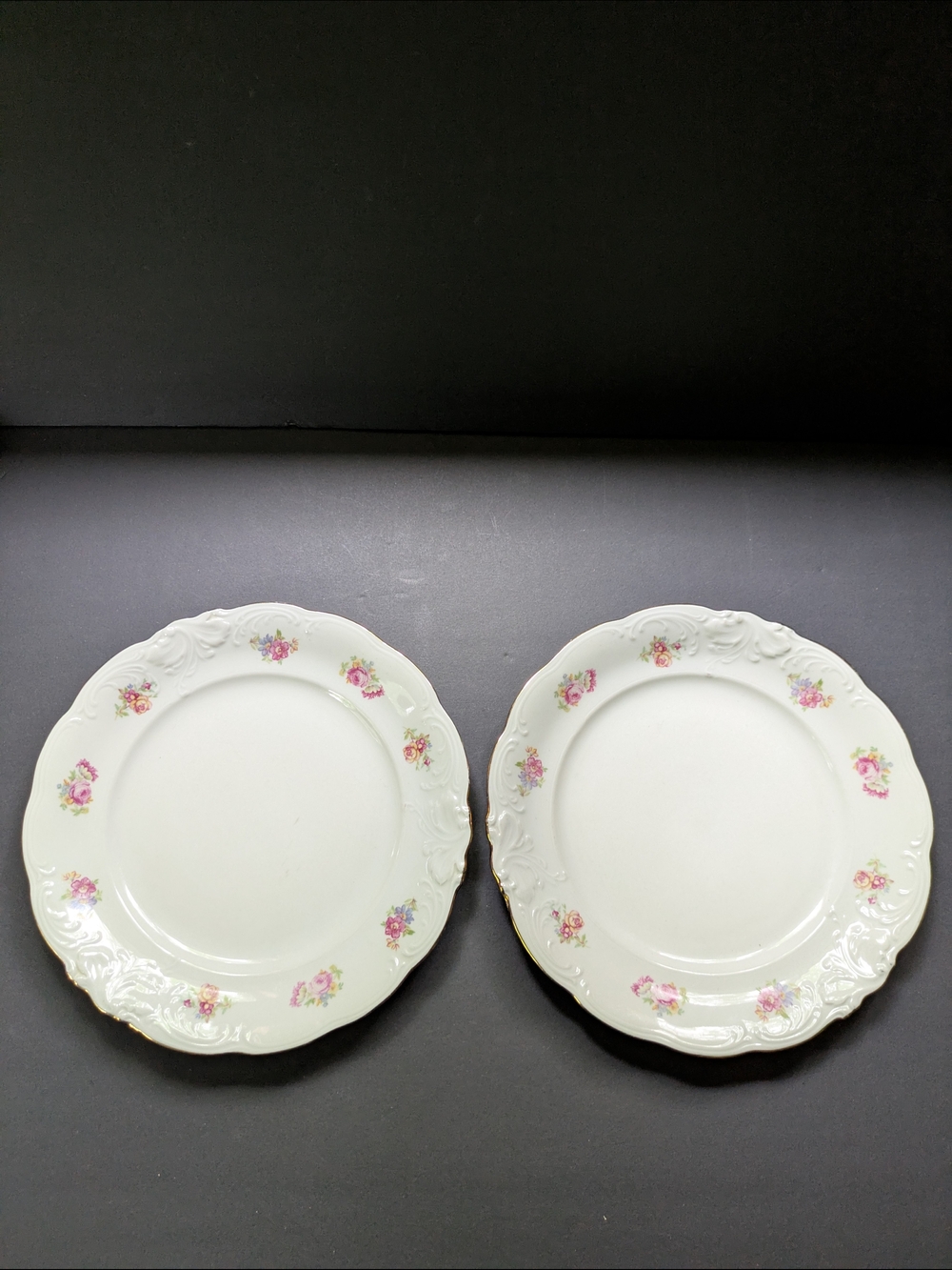 2 Vintage Luncheon Dinner Plates Wawel Poland Floral Porcelain Cottagecore As Is